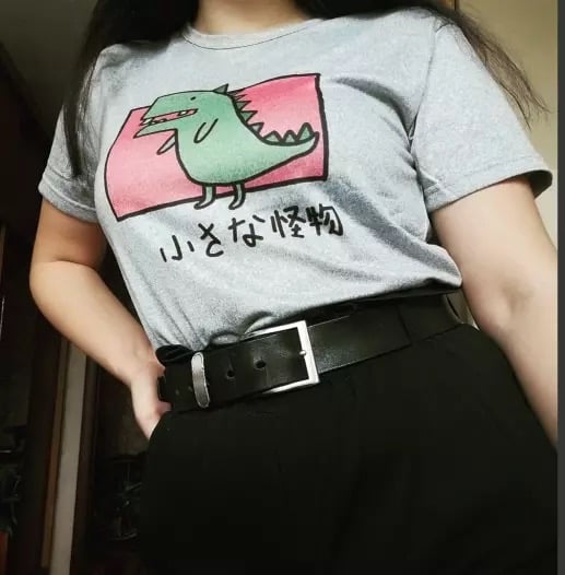 Cute Vintage Dinosaur Print Cartoon Short Sleeve Shirt T-shirt Tee Punk Funny Sweet Summer Casual E-Girl Kawaii Korean Japanese Harajuku Streetwear