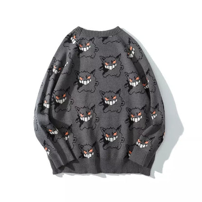 Genger Anime Cartoon Knit Loose Sweater Sweatshirt Long Sleeve Pullover Jumper Winter Goth Punk E-Girl Kawaii Korean Japanese Harajuku Streetwear