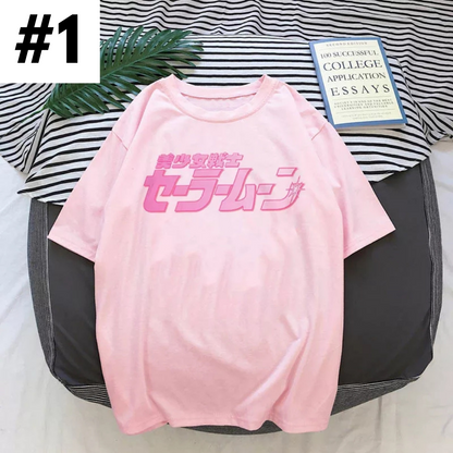 Cute Japanese Anime Girl Cartoon Print Loose Short Sleeve Shirt Aesthetic Casual E-Girl Kawaii Korean Japanese Harajuku
