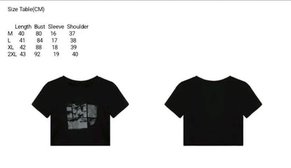 Black Grunge Cropped Short Sleeve T-shirt