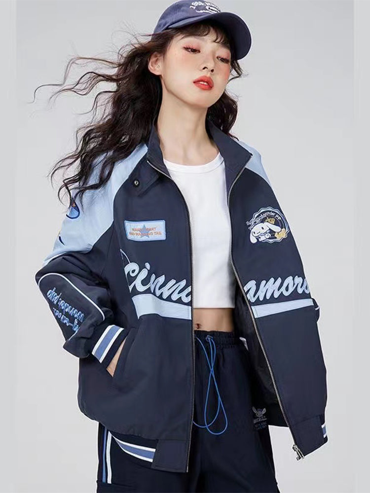 Japanese Anime Print Windproof Biker Jacket