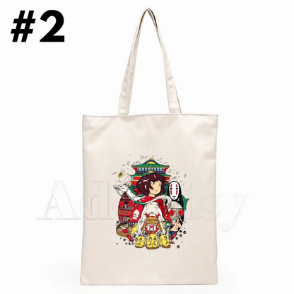 Japanese Anime Print Canvas Tote Bag