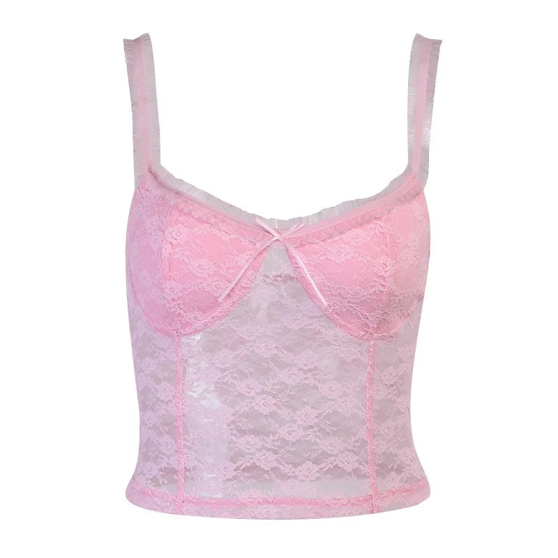 Pink Lace Bow Corset Top
