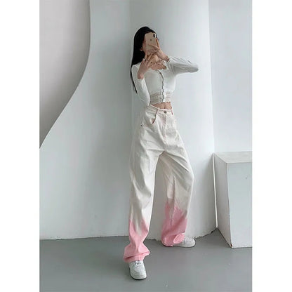 Pink Ombre High Waist Denim Jeans