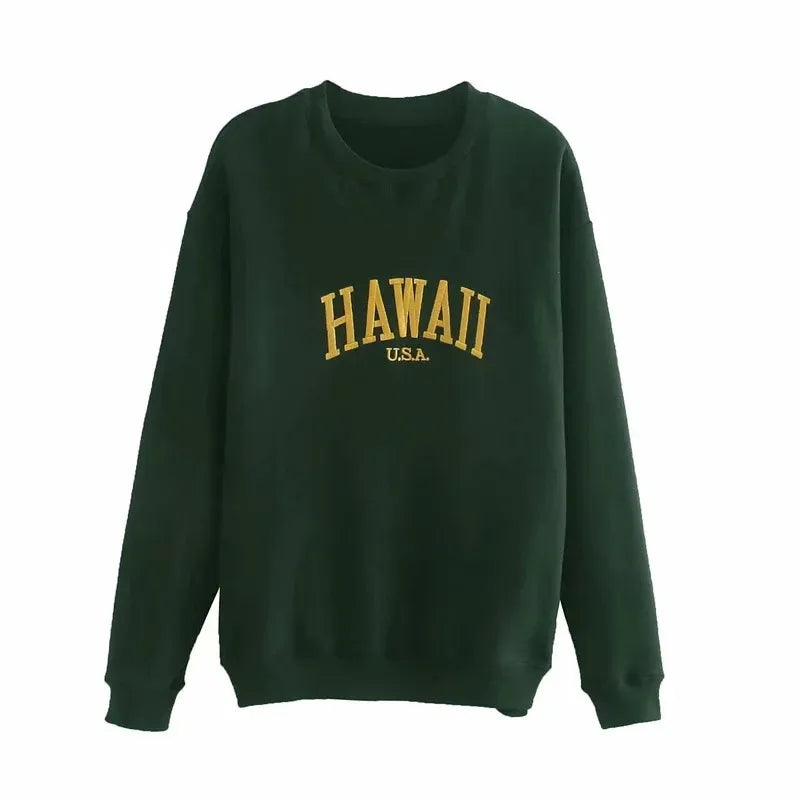 Hawaii Letter Embroidery Sweatshirt