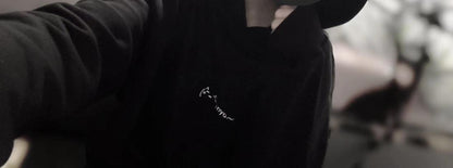 Black Cat Drawstring Sweatshirt