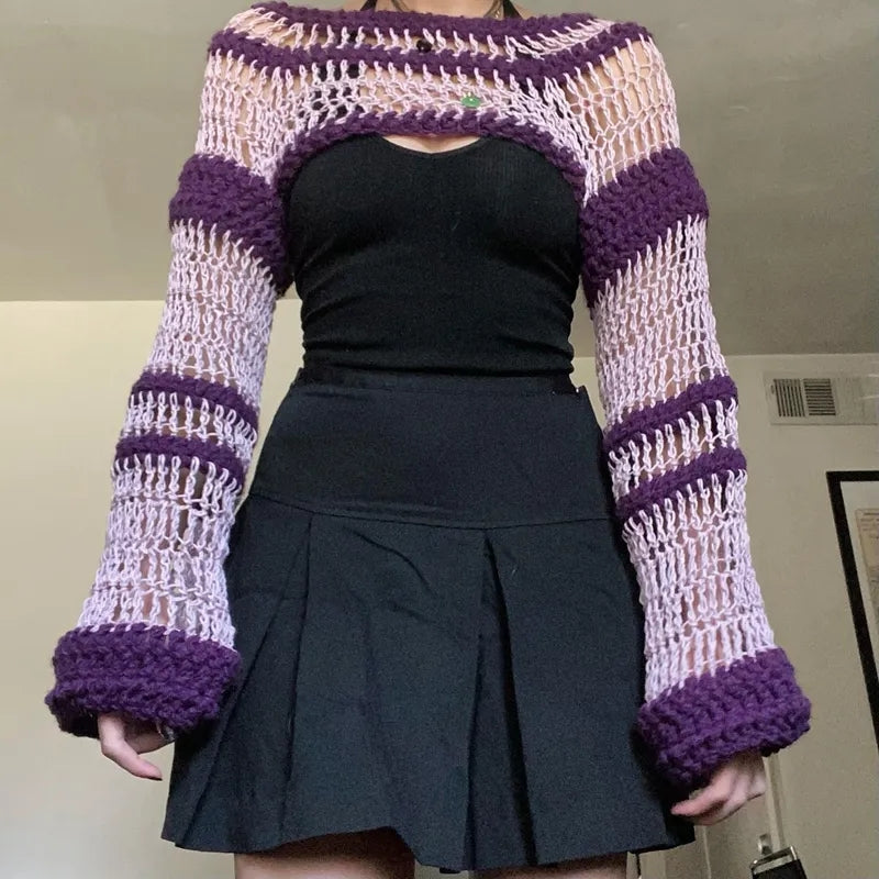 Pink Knit Hollow Out Smock