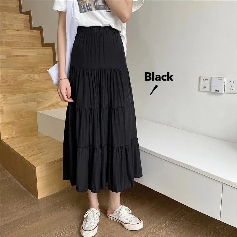 White Ruffle High Waist Maxi Skirt