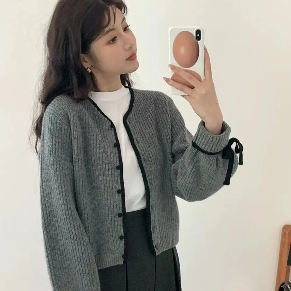 Grey Bow Sweater