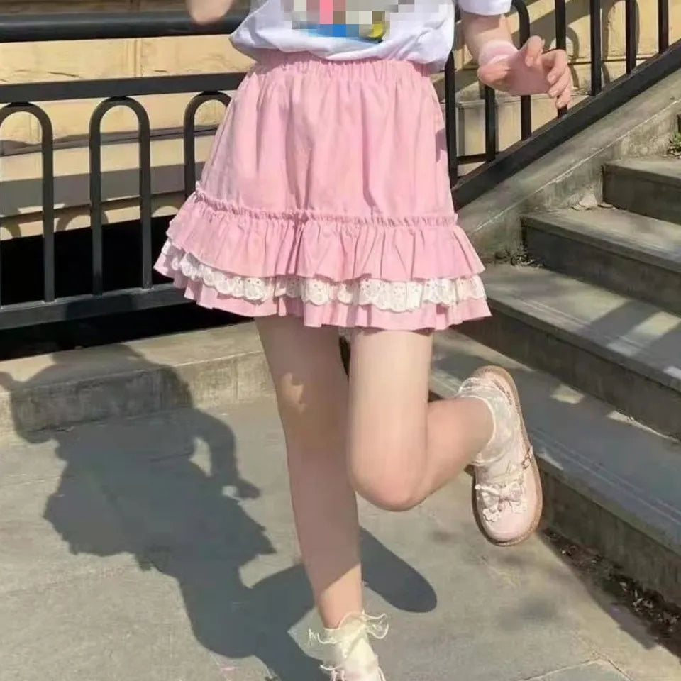 Pink Lace Patchwork Skirt