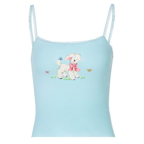 Blue Lamb Print Tank Top