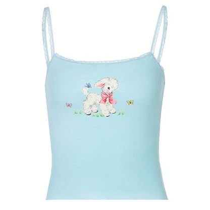 Blue Lamb Print Tank Top