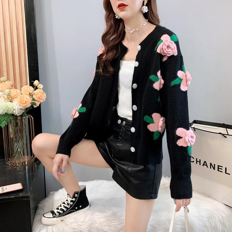 Rose Embroidery Button Up Cardigan