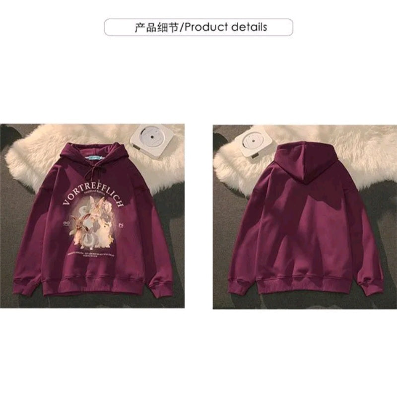Rabbit Print Oversized Hoodie