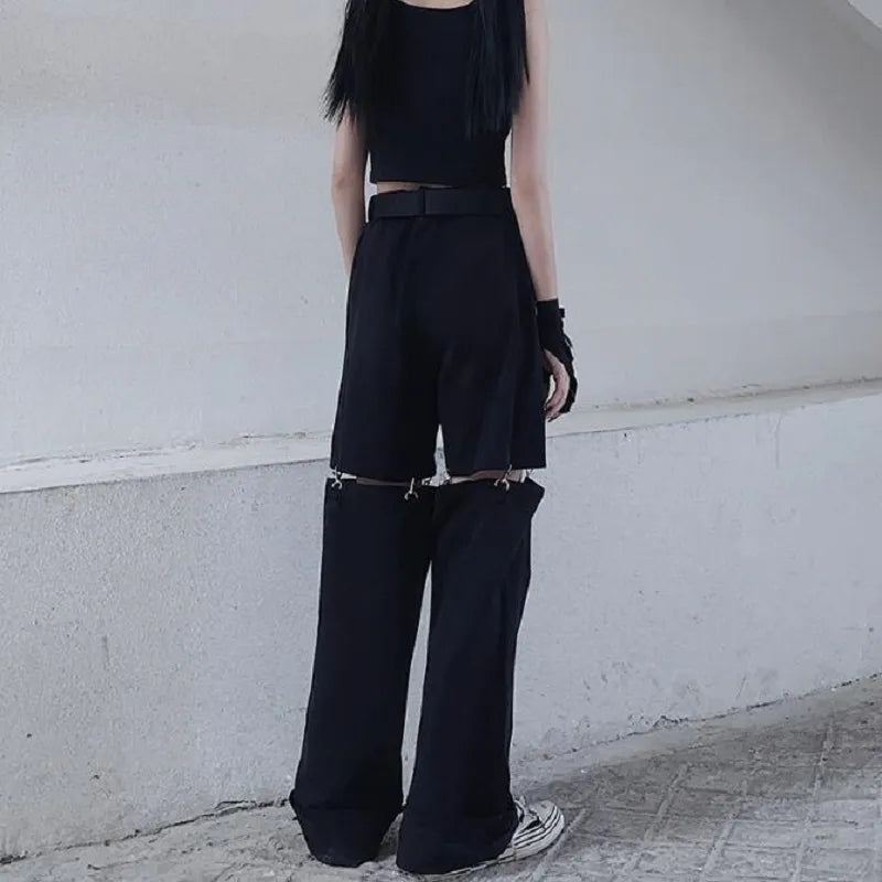 Black Cut Out Oversized Pocket Cargo Pants