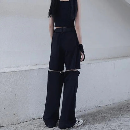 Black Cut Out Oversized Pocket Cargo Pants