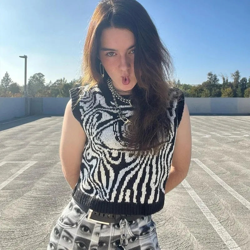 Eye Print Sweater Vest