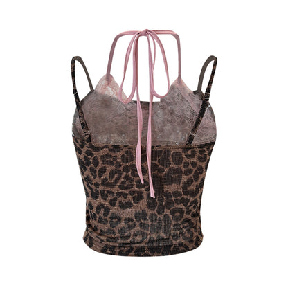 Leopard Pink Lace Trim Camisole