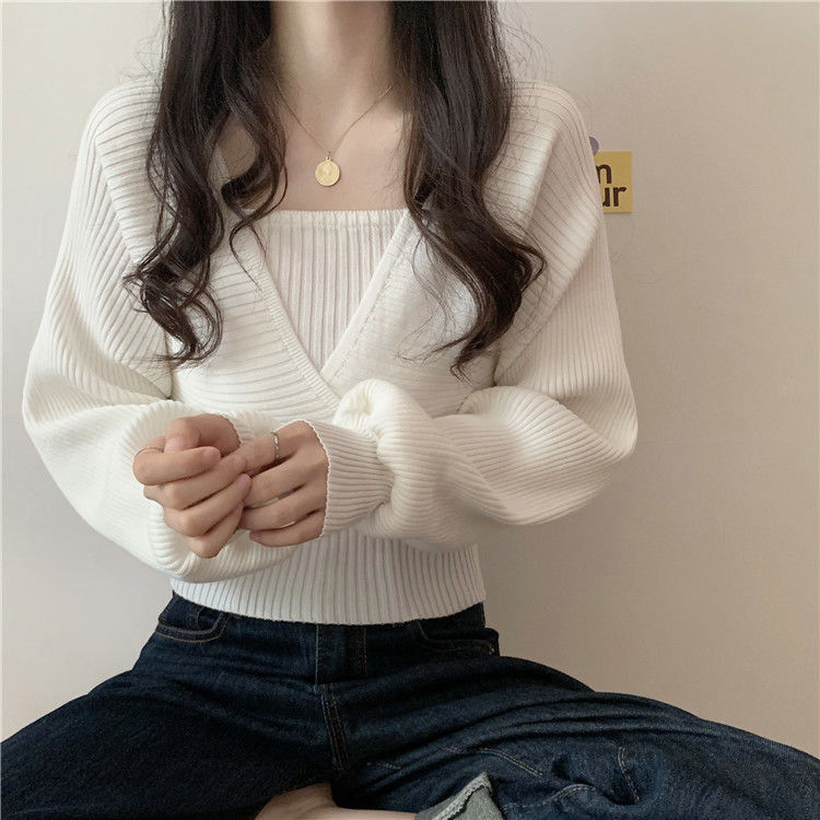 White Knit Crop Sweater