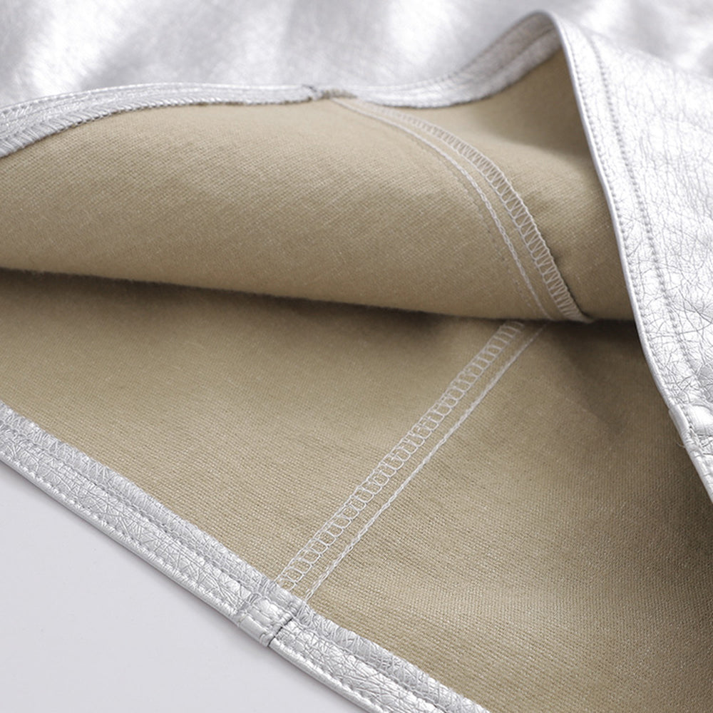 Silver Metalic Pocket Mini Skirt