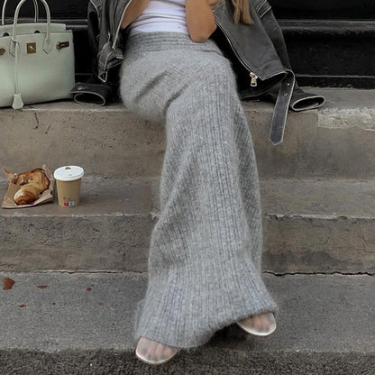 Grey Knit Low Raise Skirt