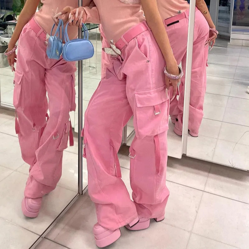 Pink Pocket Cargo Pants