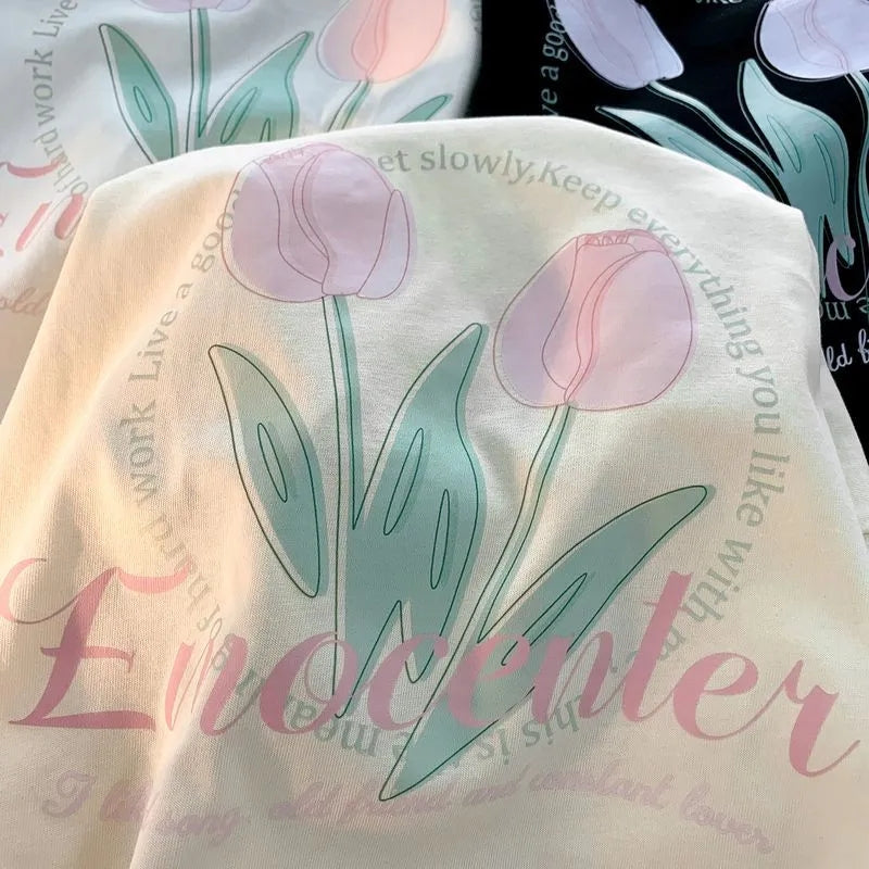 Tulip Print Short Sleeve T-shirt