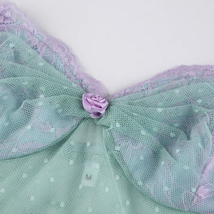 Blue Polka Dot Lace Camisole