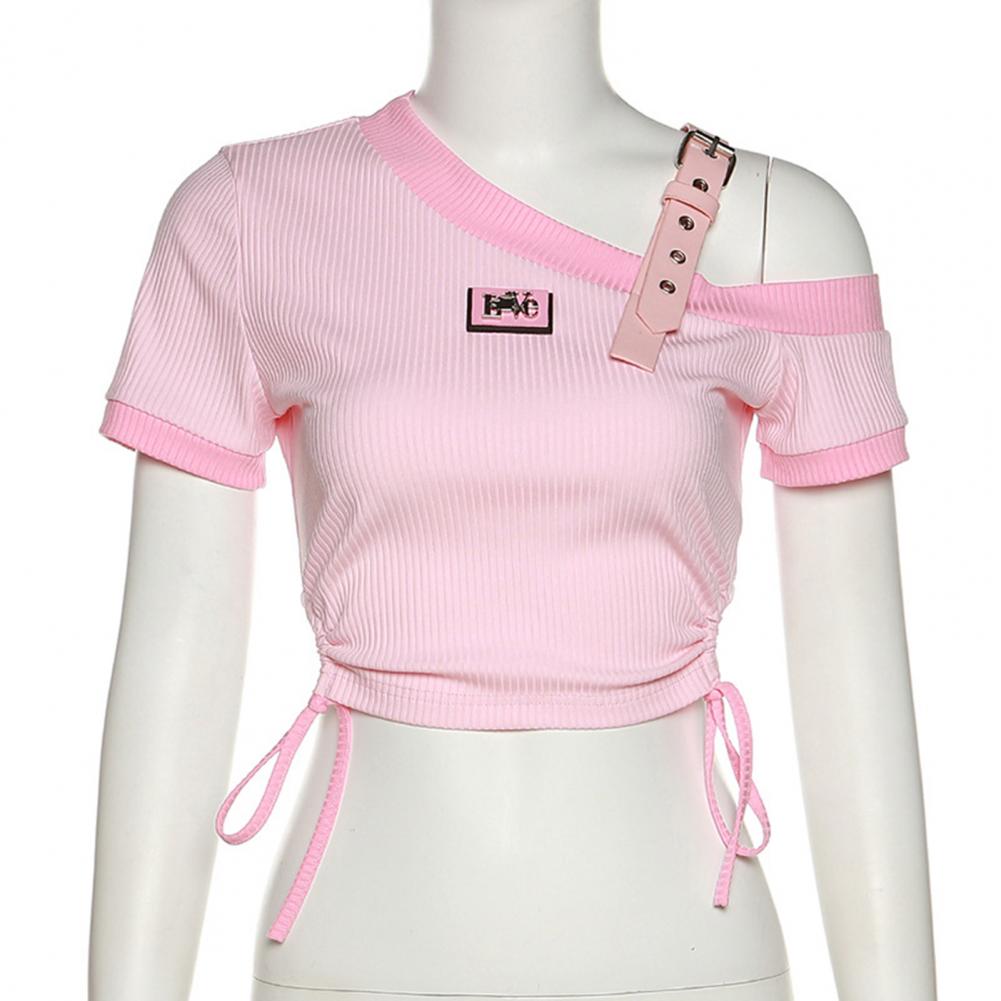 Sweet Pink Off Shoulder Short Sleeve Shirt
