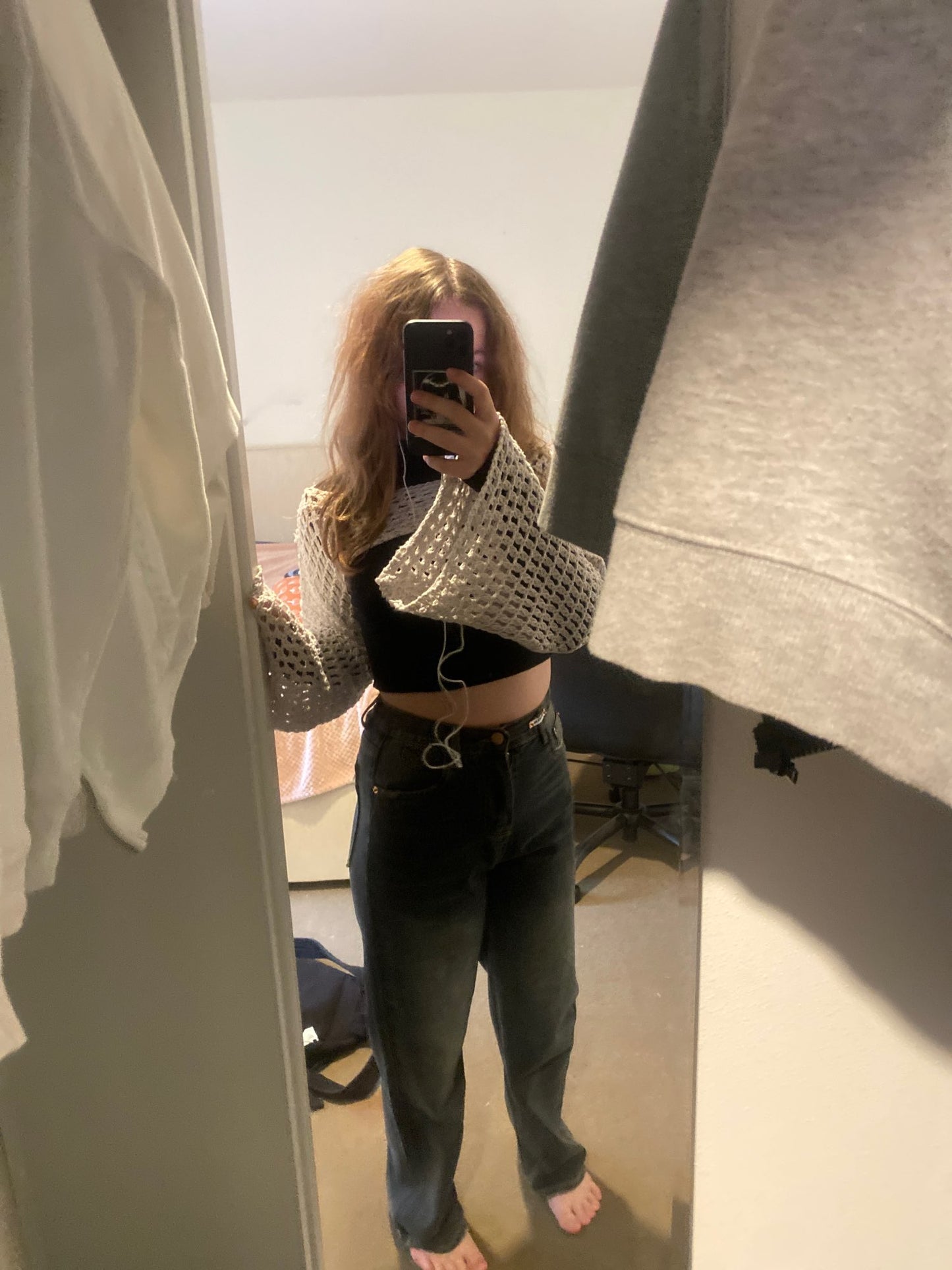 Crochet Knit Hollow Out Long Sleeve Shrug