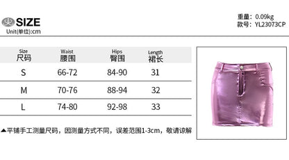Pink Metalic Pocket Mini Skirt