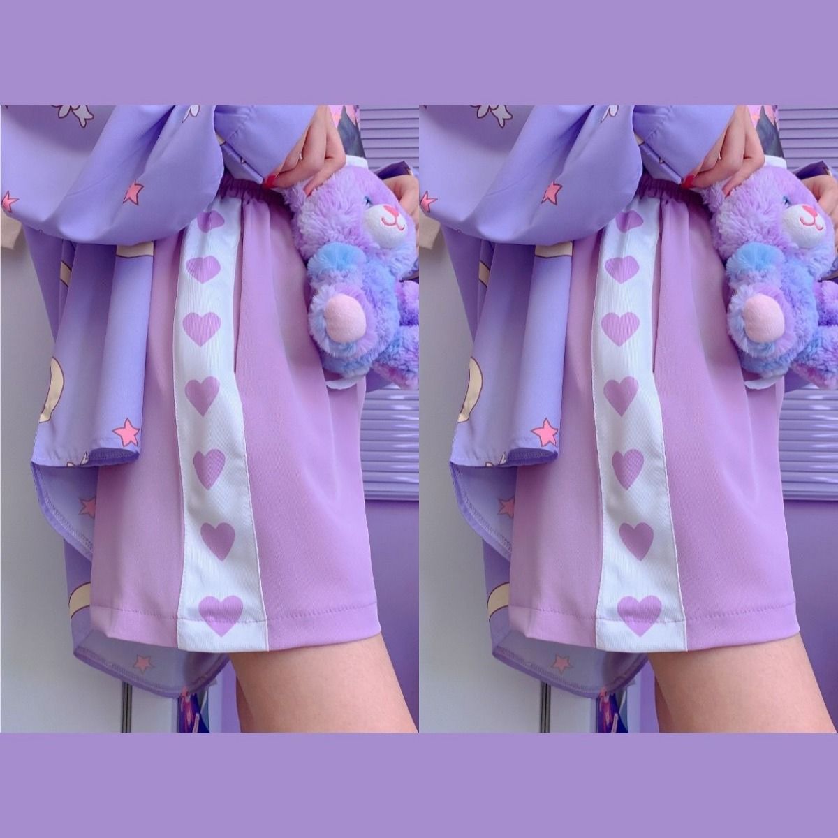Purple Heart Drawstring Shorts