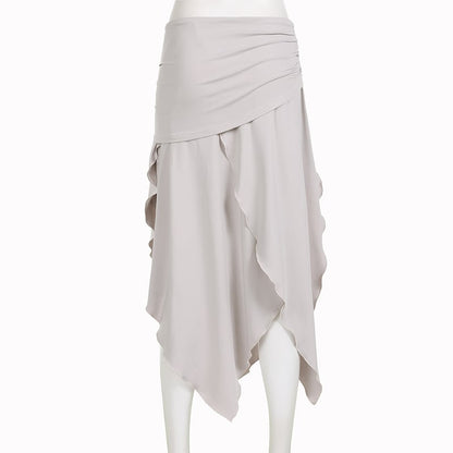 Drawstring Split Low Rise Maxi Skirt
