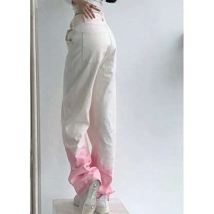 Pink Ombre High Waist Denim Jeans