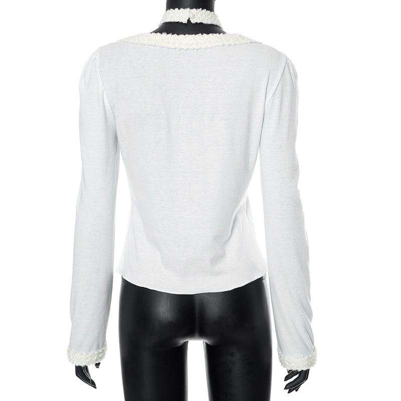 White Heart Fairy Print Long Sleeve Shirt