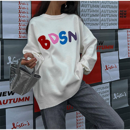Funny Embroidery Knit Pullover
