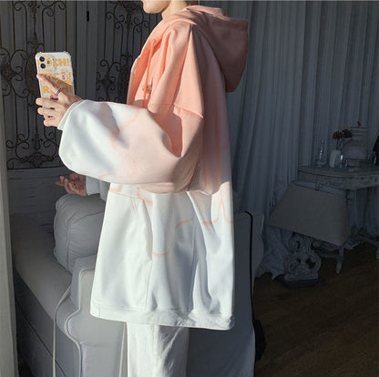 Gradient Loose Zip Up Hoodie