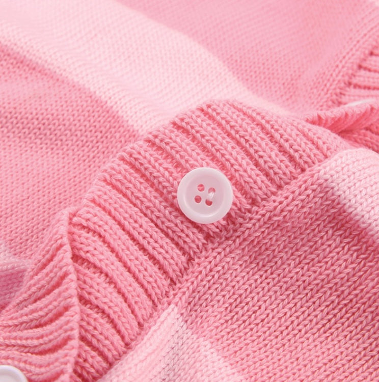 Pink Stripe Button Down Long Sleeve Cardigan