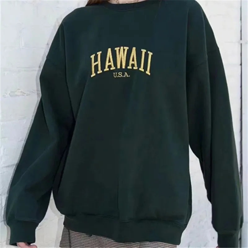 Hawaii Letter Embroidery Sweatshirt