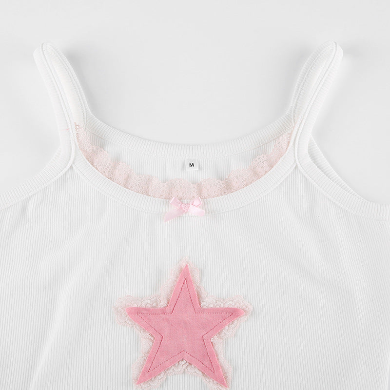 Pink Star Lace Trim Camisole