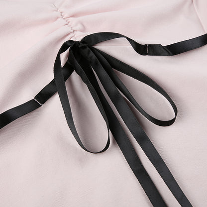 Bandage Bow Square Collar Crop Top