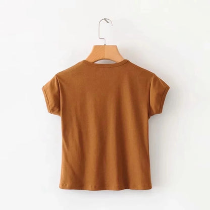 Cute Sweet Bear Cartoon Print Crop Top Short Sleeve Shirt Tee T-shirt E-Girl Kawaii Korean Japanese Harajuku Chinese Retro Streetwear Aesthetic