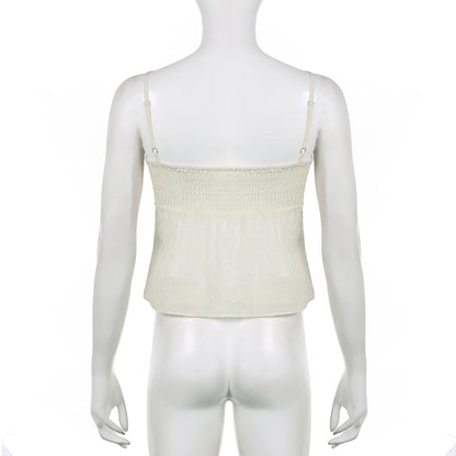 Yellow Double Layer Lace Up Top
