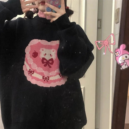 Sweet Bear Cake Print Sweater