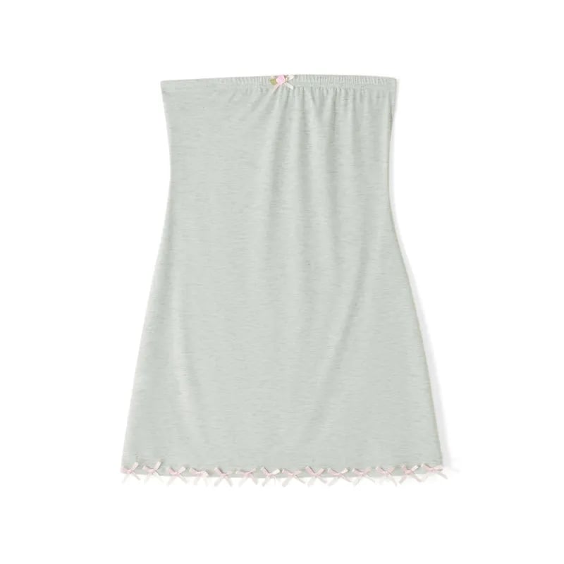 Green Rose Bow Strapless Mini Dress