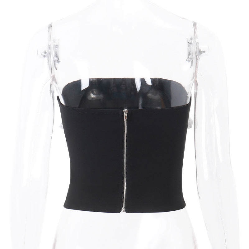 Black & Lace Patchwork Tube Top