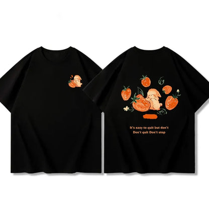 Oversized Strawberry Print Short Sleeve T-shirt