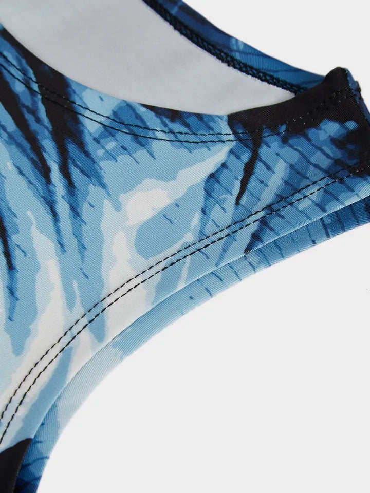 Blue Retro Body Print Tank Top