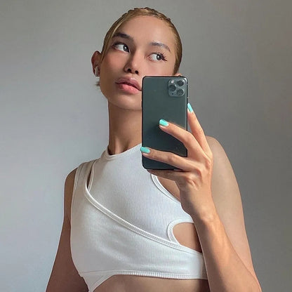 Asymmetrical Ribbed Tank Top