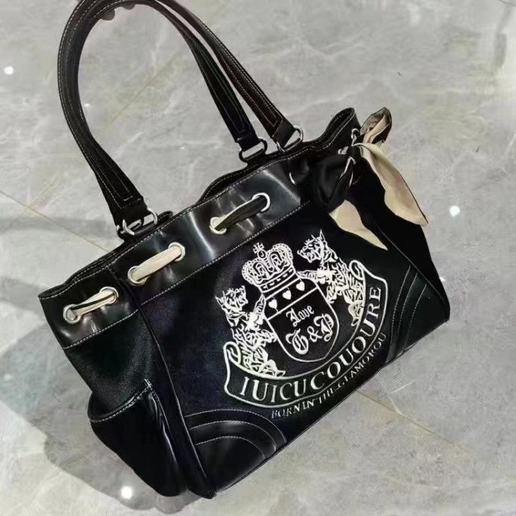 Vintage 90s Velvet Embroidery Tote Bag